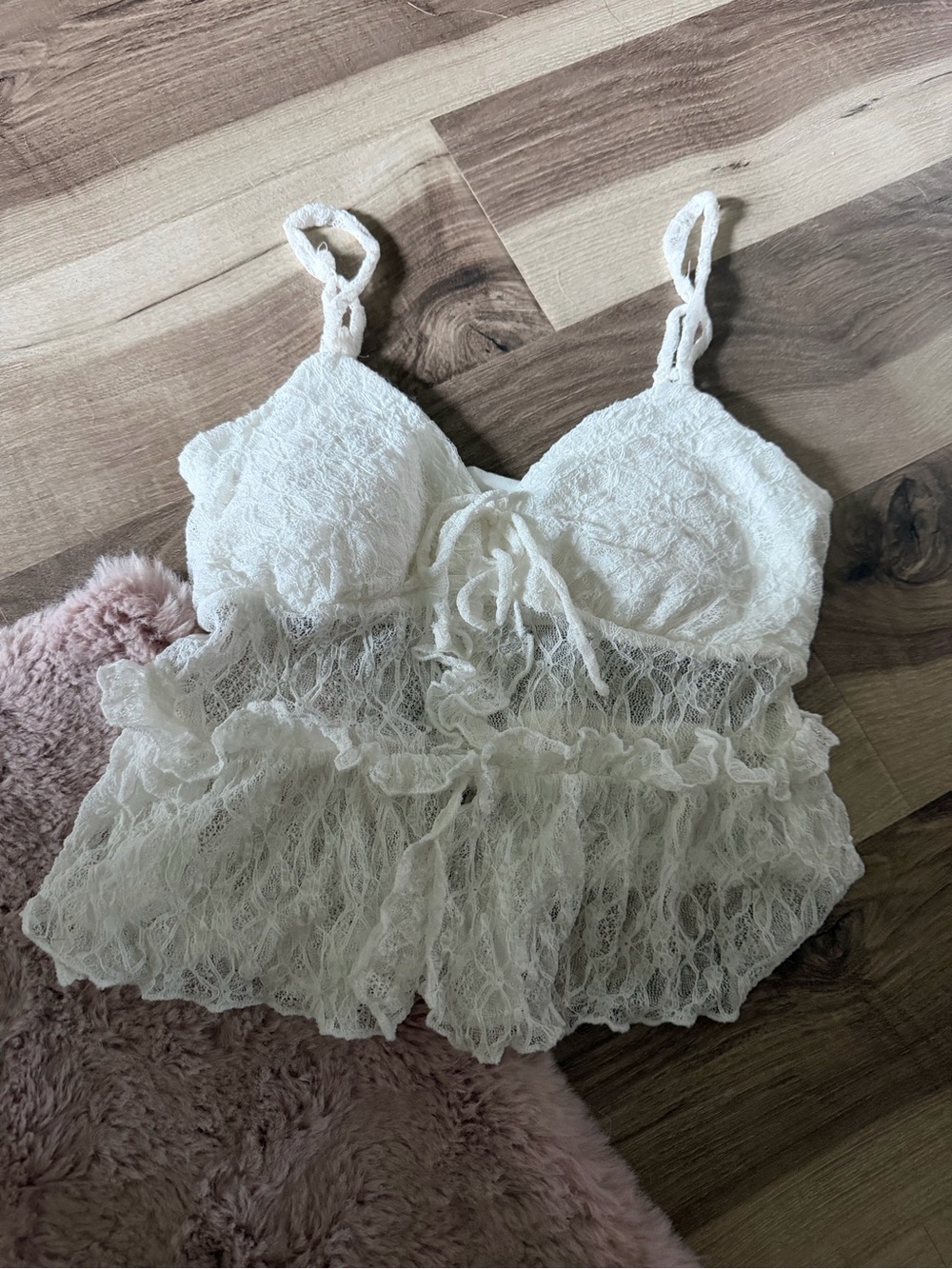 Lace Ruffle Bralette Camisole - Cream